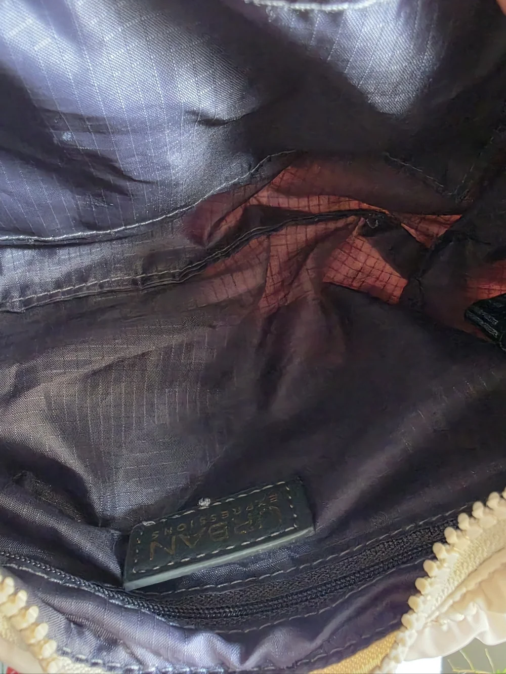 Urban Expressions Small Nylon Quilted Crescent Hobo - Cream - Picture 7 of 12